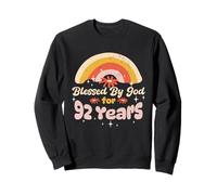 Blessed by God for 92 Years Old Rainbow Flower 92e Anniversaire Sweatshirt