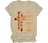 Blessed by God Loved by Jesus Led by The Spirit Chemise, Blessed Girl T-shirts pour femmes, chemises religieuses pour femmes et hommes, kaki, S