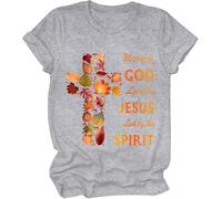 Blessed by God Loved by Jesus Led by The Spirit Chemise, Blessed Girl T-shirts pour femmes, chemises religieuses pour femmes et hommes, gris, S