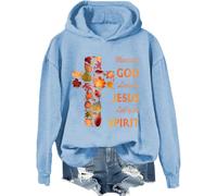 Blessed By God Loved By Jesus Led By The Spirit Sweatshirt, Blessed Girl Shirt For Women, Religiious Shirts Women Man, Bleu ciel., S
