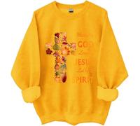 Blessed By God Loved By Jesus Led By The Spirit Sweatshirt, Blessed Girl Shirt For Women, Religiious Shirts Women Man, jaune, S