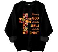 Blessed By God Loved By Jesus Led By The Spirit Sweatshirt, Blessed Girl Shirt For Women, Religiious Shirts Women Man, Noir , S