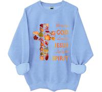 Blessed By God Loved By Jesus Led By The Spirit Sweatshirt, Blessed Girl Shirt For Women, Religiious Shirts Women Man, bleu ciel, XL