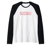Blessed - Christian Faith Candy Cane Red & White Christmas Manche Raglan