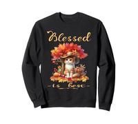 Blessed is Best Fall & Autumn Harvest Adorable Chat Vintage Sweatshirt
