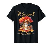 Blessed is Best Fall & Autumn Harvest Adorable Chat Vintage T-Shirt