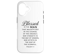 Blessed is The Man Psaume 1:1 Verse biblique Écriture prière Coque pour iPhone 16