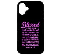 Blessed is The Man Psaume 1:1 Verse biblique Écriture prière Coque pour iPhone 16 Plus