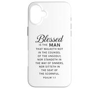 Blessed is The Man Psaume 1:1 Verse biblique Écriture prière Coque pour iPhone 16 Plus