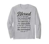 Blessed is The Man Psaume 1:1 Verse biblique Écriture prière Manche Longue