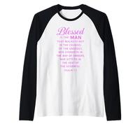 Blessed is The Man Psaume 1:1 Verse biblique Écriture prière Manche Raglan