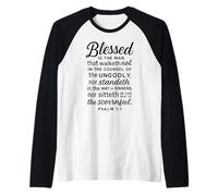 Blessed is The Man Psaume 1:1 Verse biblique Écriture prière Manche Raglan