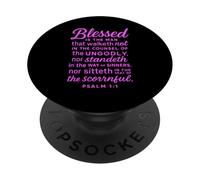 Blessed is The Man Psaume 1:1 Verse biblique Écriture prière PopSockets PopGrip Adhésif