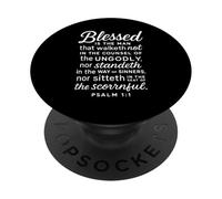 Blessed is The Man Psaume 1:1 Verse biblique Écriture prière PopSockets PopGrip Adhésif