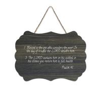 Blessed Is The One Who Considers The Poor, In The Day of Trouble The LORD Delivers Him,The LORD Sust Panneau en bois 15,2 x 25,4 cm Décoration murale en bois pour porte d'entrée, salon, cuisine