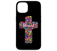 Blessed Luke 1:45 Christian Floral Cross Culte Religion Coque pour iPhone 13