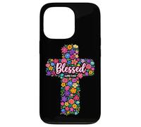 Blessed Luke 1:45 Christian Floral Cross Culte Religion Coque pour iPhone 13 Pro