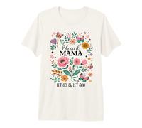 Blessed Mama Floral Christian Butterfly Let Go and Let God T-Shirt Haut de Gamme
