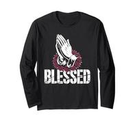 Blessed Priing Hands - Chapelet Vintage Religieux chrétien Manche Longue