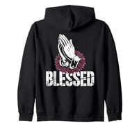 Blessed Priing Hands - Chapelet Vintage Religieux chrétien Sweat à Capuche