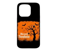 Blessed Samhain Bats Citrouille Païen Halloween Wicca Wiccan Coque pour iPhone 15 Pro