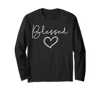 Blessed T-Shirt for Women Cute Heart Graphic Manche Longue