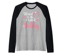 Blessed to Be Called Bubby Flower Heart Cute Mother's Day Manche Raglan