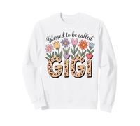 Blessed to Be Called Gigi Floral Fête des Mères Léopard Cœurs Sweatshirt