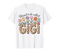 Blessed to Be Called Gigi Floral Fête des Mères Léopard Cœurs T-Shirt