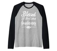 Blessed to Be Called Grandmommy Flowers Funny Mother's Day Manche Raglan