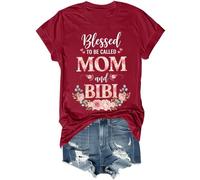 Blessed to Be Called Mom and Bibi Chemise vintage à fleurs pour fête des mères grand-mère, bordeaux, L