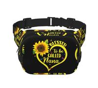 Blessed to Be Called Nana Sac banane pour femme avec sangle réglable pour entraînement/course à pied/randonnée Motif tournesol, Noir , Taille unique