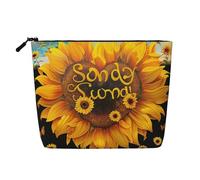 Blessed to Be Called Nana Trousse de maquillage de voyage avec imprimé tournesol imitation lin étanche pour femme, Noir , Taille unique, Trousse de maquillage