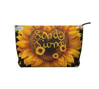 Blessed to Be Called Nana Trousse de maquillage en velours côtelé imprimé tournesol pour voyage et usage quotidien, pochette élégante pour femme, Noir , Taille unique, Trousse de maquillage