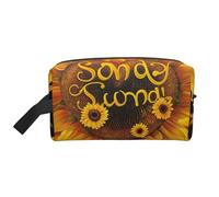 Blessed to Be Called Nana Trousse de maquillage portable avec poignée pour femme et fille Motif tournesol Grande capacité, blanc, Taille unique, Trousse de maquillage