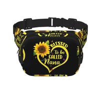 Blessed to Be Called Sunflower Unisexe Réglable Taille Carré Double Couche Ceinture Sac pour Activités de Plein Air Voyage Course Randonnée, Noir , Taille unique