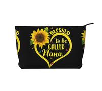 Blessed to Be Called Trousse de maquillage multifonction en velours côtelé avec fermeture éclair Motif tournesol 22 x 7 x 17 cm Pour voyage, camping, vacances, fitness, Noir , Taille unique