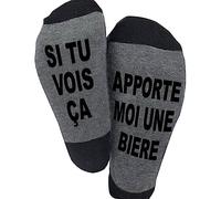 Blesser Chaussettes Coton, SI TU VOIS ÇA, APPORTE MOI Chaussettes Drôles Courtes Fantaisie Cadeaux Nouveauté pour Homme Femme Cadeau Papa, Gris