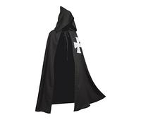 BLESSUME Cape médiévale de chevalier templier à capuche pour hôpital (noir 1)