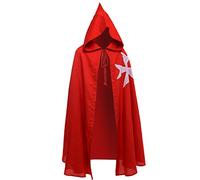 BLESSUME Cape médiévale de chevalier templier à capuche (rouge)