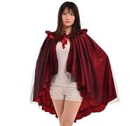 BLESSUME Cape Médiévale Steampunk Victorienne Jupe Agitation à Volants (Rouge)