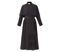 BLESSUME Catholic Cassock Prêtre Robe Longue avec Cincture Band Belt(3XL,Robe Noire avec Ceinture)