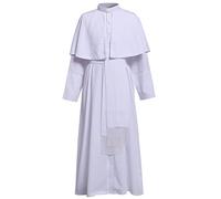 BLESSUME Catholic Cassock Prêtre Robe Longue avec Cincture Band Belt(XL,Robe blanche avec ceinture)