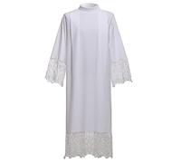 BLESSUME catholique Plissé Dentelle Surplis Liturgique Cotta Vêtement (XL, Blanc 1)