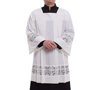 BLESSUME catholique Plissé Dentelle Surplis Liturgique Cotta Vêtement (XXL, Blanc)