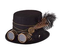 BLESSUME Chapeau Steampunk avec Lunettes Unisexe Déguisement Haut-de-forme (M, Couleur P)