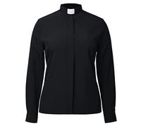 BLESSUME Chemise clergée pour femme - Col ras du cou - Manches longues - Boutonnière - Noir - Taille 2XL, Noir (manches longues), XXL