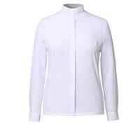 BLESSUME Chemisier à manches longues/courtes avec col à languette pour femme, Blanc (manches longues), Medium