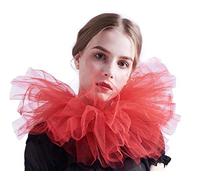 BLESSUME Col de Clown Renaissance Col à Volants Victorien Layered Collerette Halloween, Carnaval (Rouge)