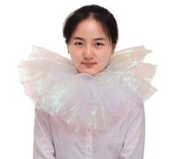 BLESSUME Collier gothique victorien pailleté à volants Unisexe (Blanc 1)